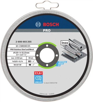 Набор отрезных кругов Bosch PRO Stand 125 x 22.23 x 1 мм прямые 10 шт (2608603255)