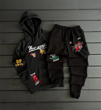 Чоловічий спортивний костюм New York XS Чорний (LJ-18)