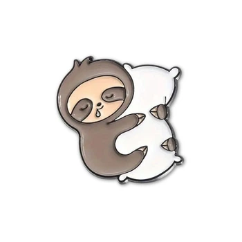 Значок (пин) BROCHE брошь бижутерия Животные Ленивец с подушкой BRGV114307