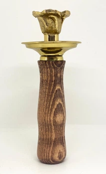 Подсвечник дьяконский короткий в руку (дерев.ручка)