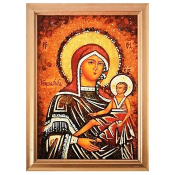 Ікона "Пресвята Богородиця Кіпрська" бурштинова 30х40