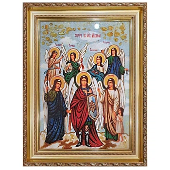 Икона "Собор Святого Архангела Михаила" янтарная 15х20