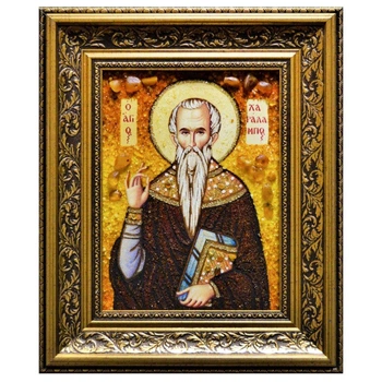 Икона "Святой мученик Харалампий" янтарная 15х20