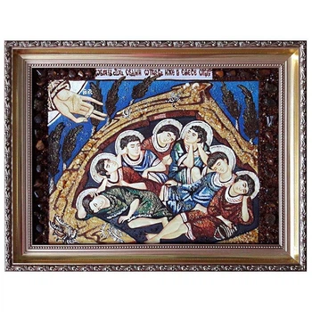 Икона "Семь отроков Эфесских" янтарная 15х20
