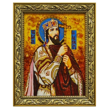 Икона "Святой благоверный князь Владимир" янтарная 15х20