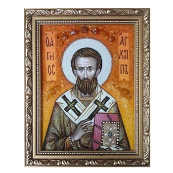 Икона "Святой мученик Архип" янтарная 15х20