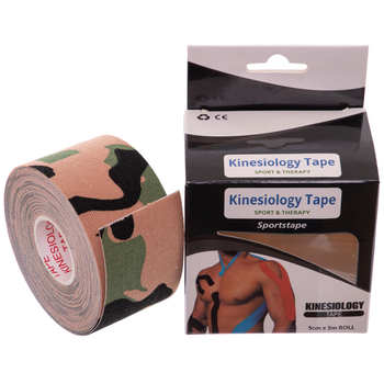 Кінезіо тейп (Kinesio tape) SP-Sport BC-0474-3_8 розмір 3,8смх5м камуфляж