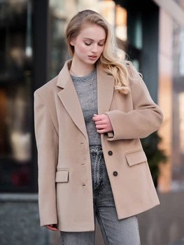Пальто Стаф Коричневое Однотонное Демисезонное Staff Ro Light Brown XS-S (327424)