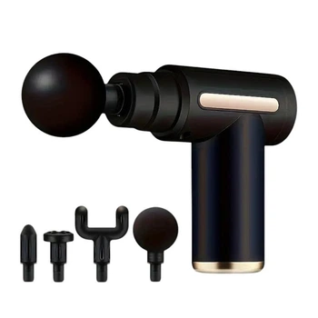 Массажер ручной ударный для тела Mini Massager Gun (4 насадки), Черный