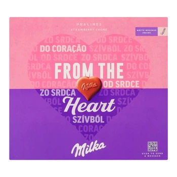 Цукерки Milka From the heart з кремово-полуничною начинкою в молочному шоколаді 110 г