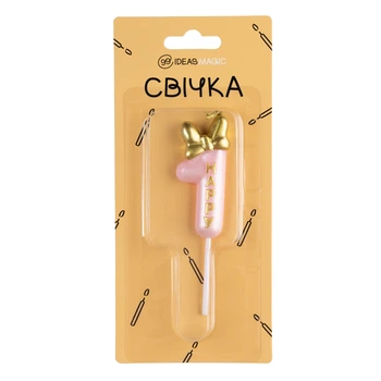 Свічка-цифра 1 рожева 6 см, IDEA8-PQ6017-1