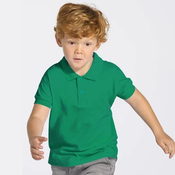 Дитяча футболка поло JHK KID POLO, з коміром, зелена, розмір 128, на 7/8 років