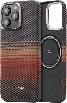 Карбоновий чохол Pitaka Tactile Woven Case Sunset для iPhone 16 Pro Max Синій + Помаранчевий (KI1601SUM)