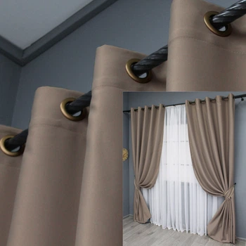 Комплект штор на люверсах VR-Textil Midnight № 1674ш 150х270 см 2 шт Капучино (37-0210)