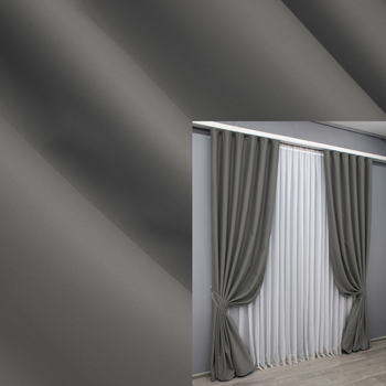 Комплект готових штор VR-Textil Блекаут Midnight № 1671ш Сірий 150х290 см 2 шт (33-0563)