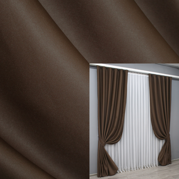 Комплект готових штор VR-Textil Блекаут Midnight № 1677ш Коричневий 150х290 см 2 шт (33-0566)