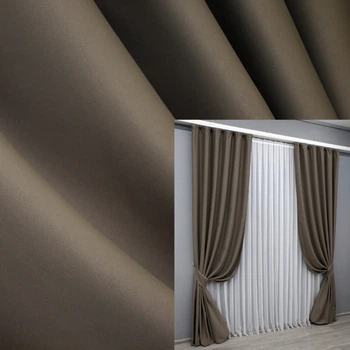Комплект готовых штор VR-Textil Блэкаут Midnight № 1673ш Какао 150х290 см 2 шт (33-0567)