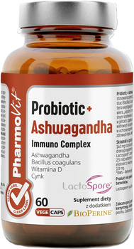 Харчова добавка Pharmovit Probiotic+ Ashwagandha Immuno Complex 60 капсул (5904703901600)