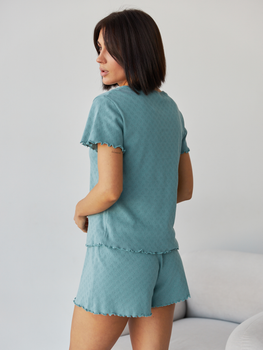 Пижама (футболка + шорты) женская хлопковая BARWA garments 0355/356 M Темно-бирюзовая (2113553562845)
