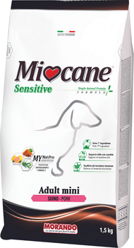 Сухой корм для собак мелких пород Morando MioCane Mini Sensitive Monoprotein свинина 1.5 кг (8007520080385)