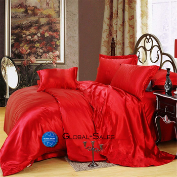 Атласное Красное полуторное постельное белье Moka Textile 145*210