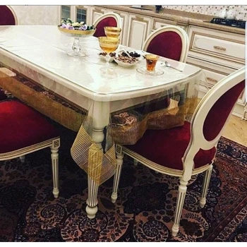 Силиконовая Прямоугольная Скатерть СALIPSO со Стразовой Золотой лентой 250*150см