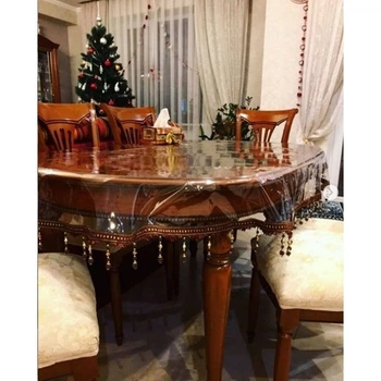Силиконовая Скатерть СALIPSO с Коричневой Бахромой и Стеклярусом 180x80см