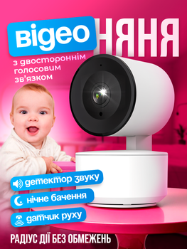Видеоняня baby smart camera A1 цифровая видео няня вебкамера ночного видения радио няня с подключением к телефону удаленным доступом микрофоном динамиком поворот 360 градусов датчик движения камера видеонаблюдения видеоняни (BM-Q504)