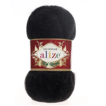 Пряжа для в'язання Alize KID ROYAL 50 кід мохер 60 чорна