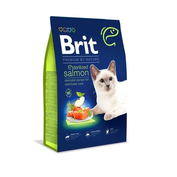 Сухий корм Brit Premium Cat by Nature Sterilized Salmon для стерилізованих котів, з лосось, 8 кг (1111167483)
