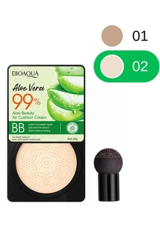 Кушон для лица с экстрактом алоэ Bioaqua Aloe Vera 99% Air Cushion BB Cream (02 – Бежевый светлый), 20 мл