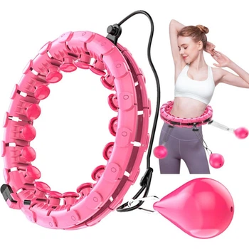 Массажный складной хула-хуп с утяжелителем для похудения, Smart обруч Hula Hoop для тренировок Розовый HBHL-34