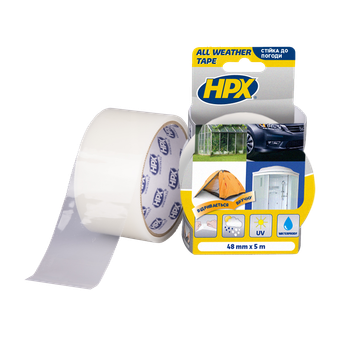 Лента HPX ALL WEATHER TAPE 48мм*5м прозрачная блистер (AT4805)