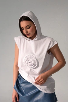Футболка жіноча .SEES. З капюшоном One Size Біла