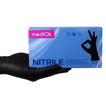 Перчатки Mediok нитриловые черные Black M 100 шт. MYS