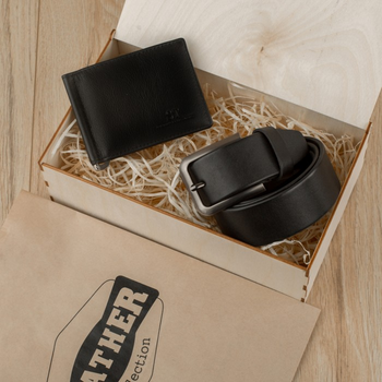 Набір подарунковий для чоловіка Leather Collection (портмоне і ремінь) шкіра натуральна