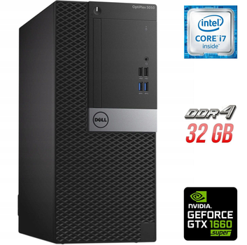 Игровой ПК Dell OptiPlex 5050 Tower / Intel Core i7-6700 (4 (8) ядра по 3.4 - 4.0 GHz) / 32 GB DDR4 / 500 GB SSD / nVidia GeForce GTX 1660 Super, 6 GB GDDR6, 192-bit б/у