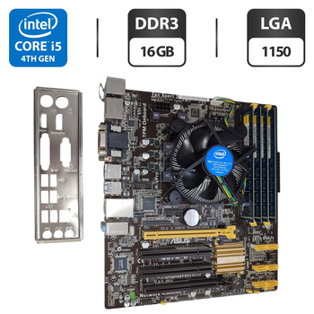 Комплект: материнская плата Asus Q87M-E / Intel Core i5-4570 (4 ядра по 3.2 - 3.6 GHz) / 16 GB DDR3 / Intel HD Graphics 4600 / Socket LGA1150 / Кулер BOX б/у