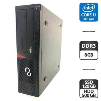 Компьютер Fujitsu Esprimo E720 E85 SFF / Intel Core i3-4130 (2 (4) ядра по 3.4 GHz) / 8 GB DDR3 / 120 GB SSD + 500 GB HDD / Intel HD Graphics 4400 / DVD-ROM б/у