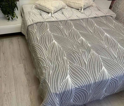 Муслиновый хлопковый плед Евро 200х230 Графит (Д-muslin-2025-001-03)