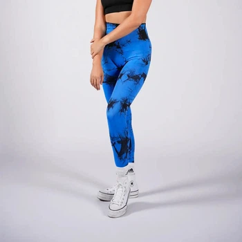Леггинсы женские спортивные с пуш-ап Tie Dye 18709 L синий мрамор 5031213