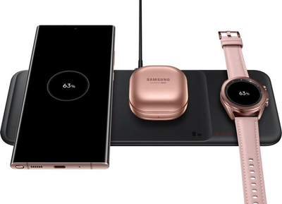 Бездротовий зарядний пристрій Samsung Wireless Charger Trio (Phone + Galaxy Watch + Galaxy Buds) Black (EP-P6300TBRGRU) (виставковий варіант)