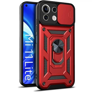 Чехол Fiji Camera Defence для Xiaomi 11 Lite 5G NE бампер с защитой камеры и подставкой Red
