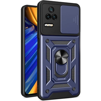 Чохол Fiji Camera Defence для Xiaomi Poco F4 бампер із захистом камери та підставкою Dark Blue