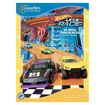 Адвент Календар Kinnerton Hot Wheels Advent Calendar 24 віконця з цукерками із молочних шоколаду 40г