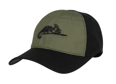 Кепка бейсболка тактическая с логотипом Helikon - Tex Logo PolyCotton Rip-Stop - Black / Olive Green