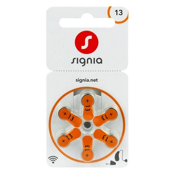 Батарейки Signia 13 (PR48) для слухового аппарата, 6 шт