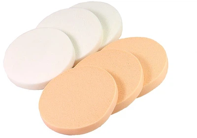 Спонж CS058WB для макияжа 6в1 круг, белый + бежевый - Cosmo Shop Sponge 6шт (1047125-27070003)