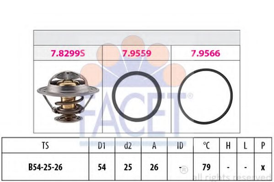 Термостат Ducato/Jumper/Boxer 2.5/2.8 D/TDI/JTD 90- (82 C) (7.8299) Facet Facet (78299)