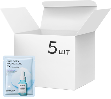 Набор тканевых масок для лица Bioaqua Collagen Facial Mask 2Х Moisturizing с Коллагеном 30 г х 5 шт (6942349738616)